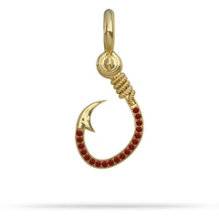 Gold and Ruby Fish hook Pendant