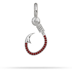 Silver and Ruby Fish hook Pendant