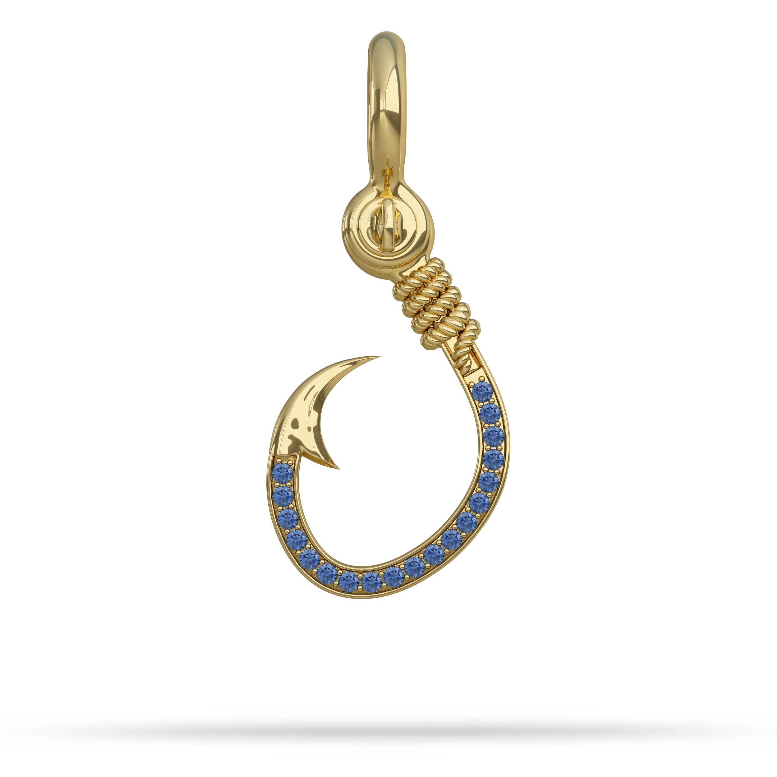 Sapphire and Gold Fish hook Pendant