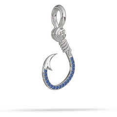 Silver and Sapphire Fishing Hook Pendant