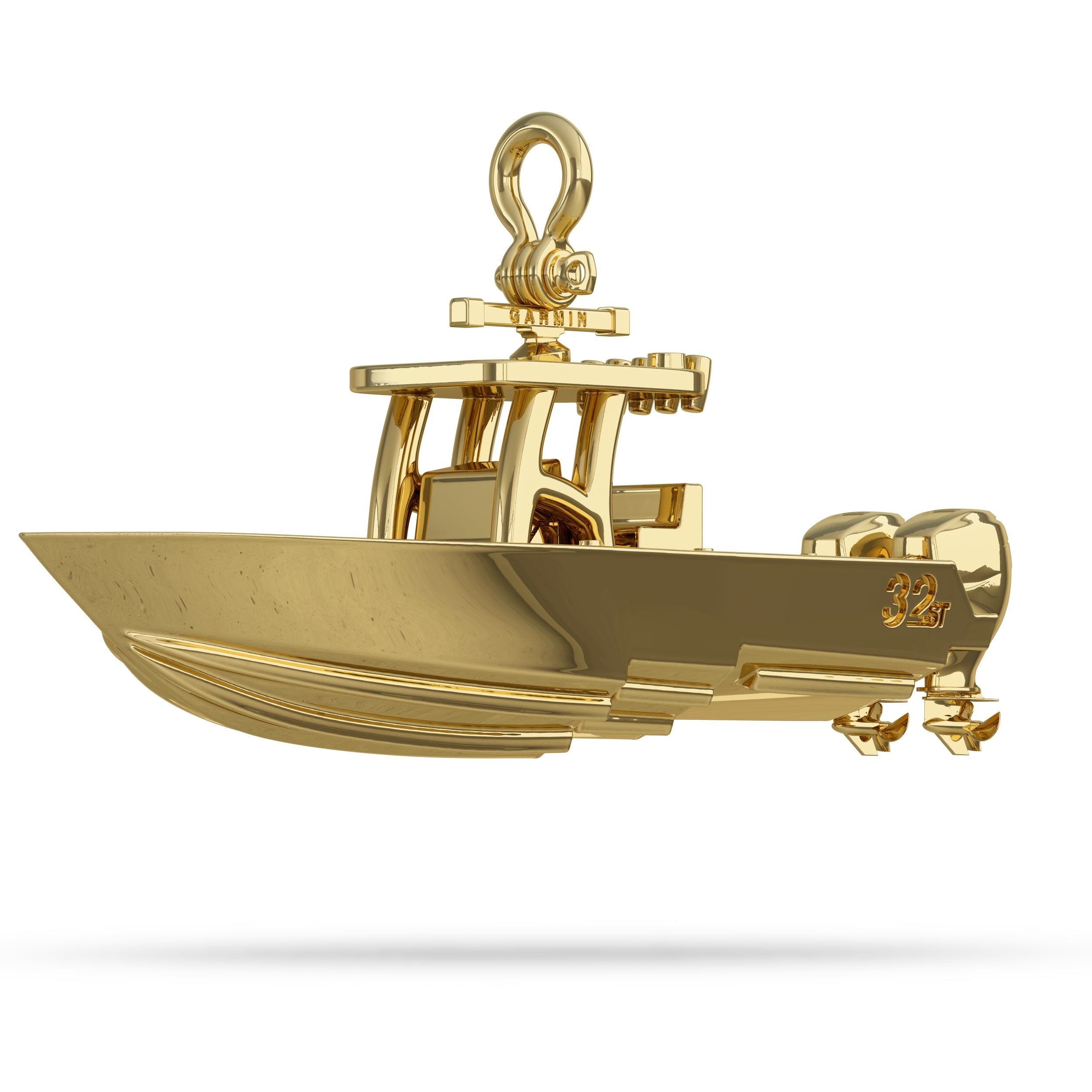 center console fishing boat accessories Center Console Fishing Boat Pendant l Nautical Treasure Jewelry Gold 14k / 38mm (Medium) / Horizontal by Nautical Treasure Jewelry