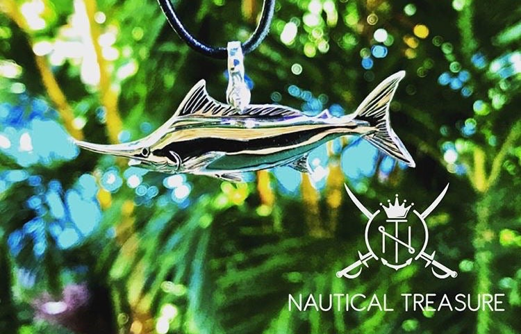 Peacock Bass Pendant in Action I Nautical Treasure Jewelry Sterling Silver / 38mm (Small) by Nautical Treasure Jewelry
