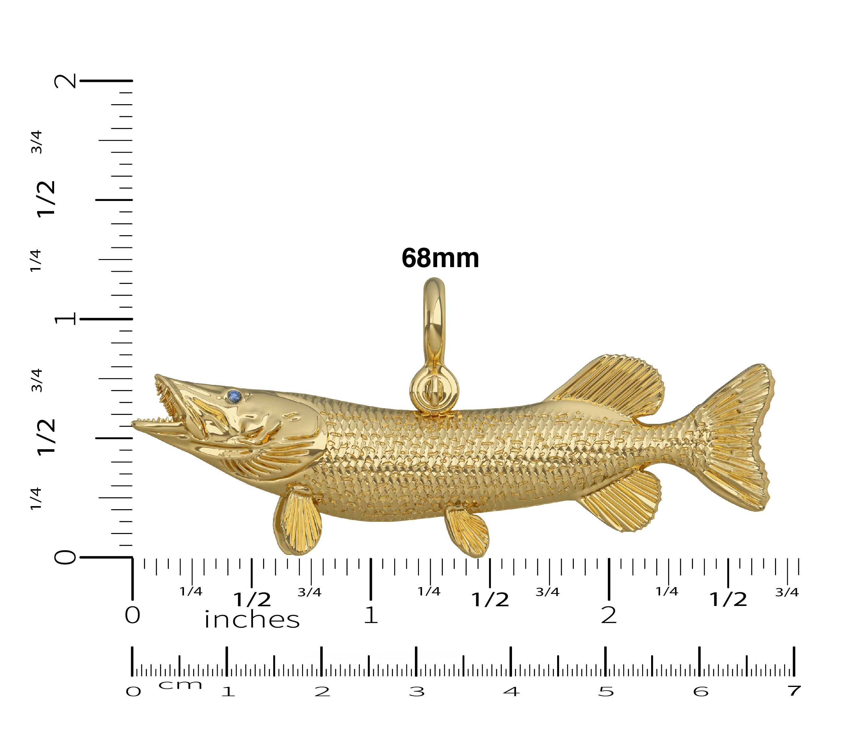 Northern Pike Pendant Size 68mm by Nautical Treasure Jewelry 