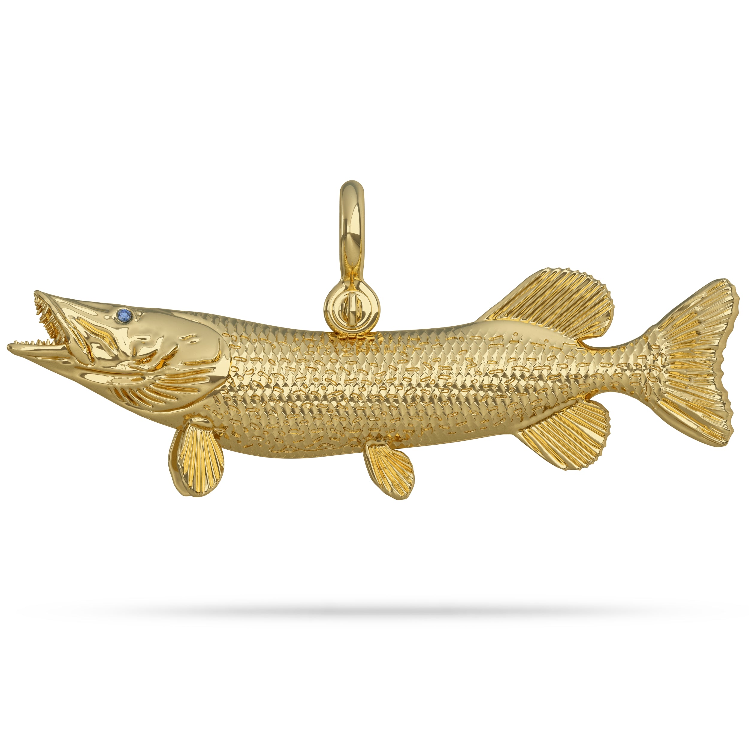 Northern Pike Pendant 14K gold by Nautical Treasure Jewelry 