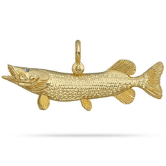 Yellow Gold Pike Fish Pendant 