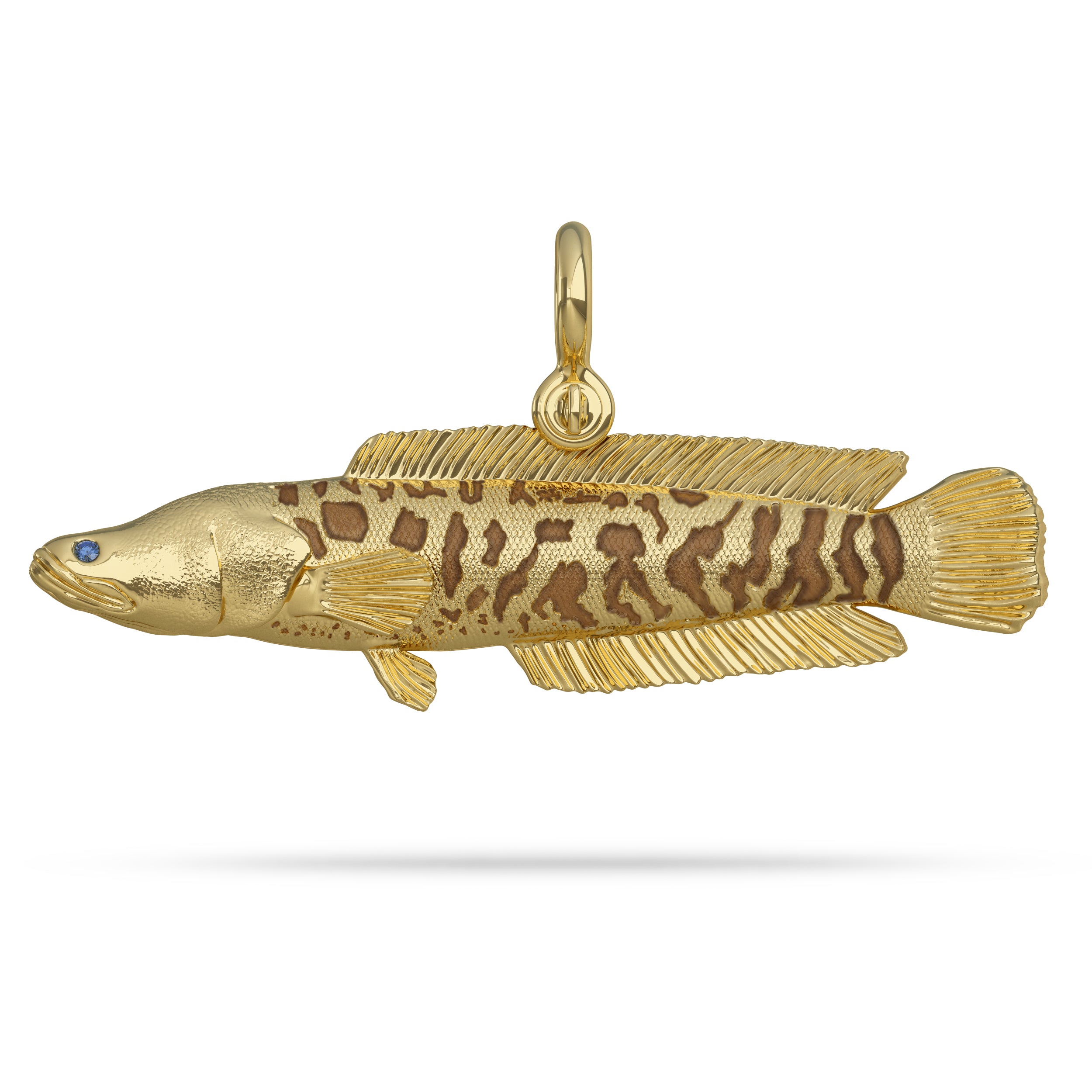Snakehead Fish Pendant I Nautical Treasure Jewelry Gold 14k / 48mm (Medium)