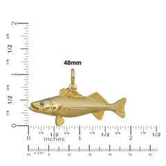 Gold Walleye Pendant Size 48mm by Nautical Treasure Jewelry 