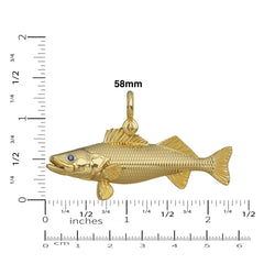 Gold Walleye Pendant Size 58mm  by Nautical Treasure Jewelry 