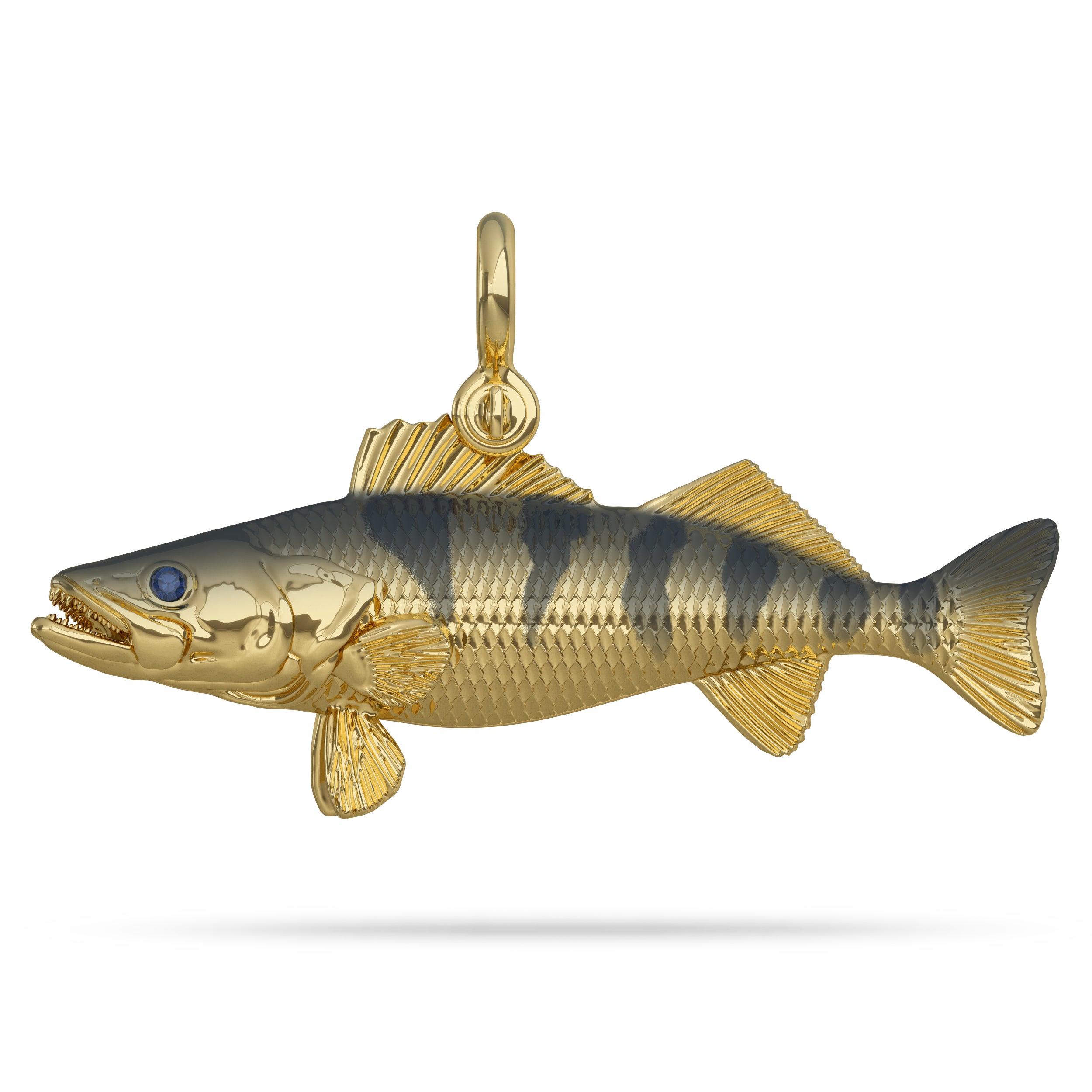 Walleye Pendant in Gold with Enamel by Nautical Treasure Jewelry 