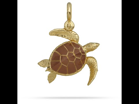 Gold Sea Turtle Pendant by Nautical Treasure Jewelry