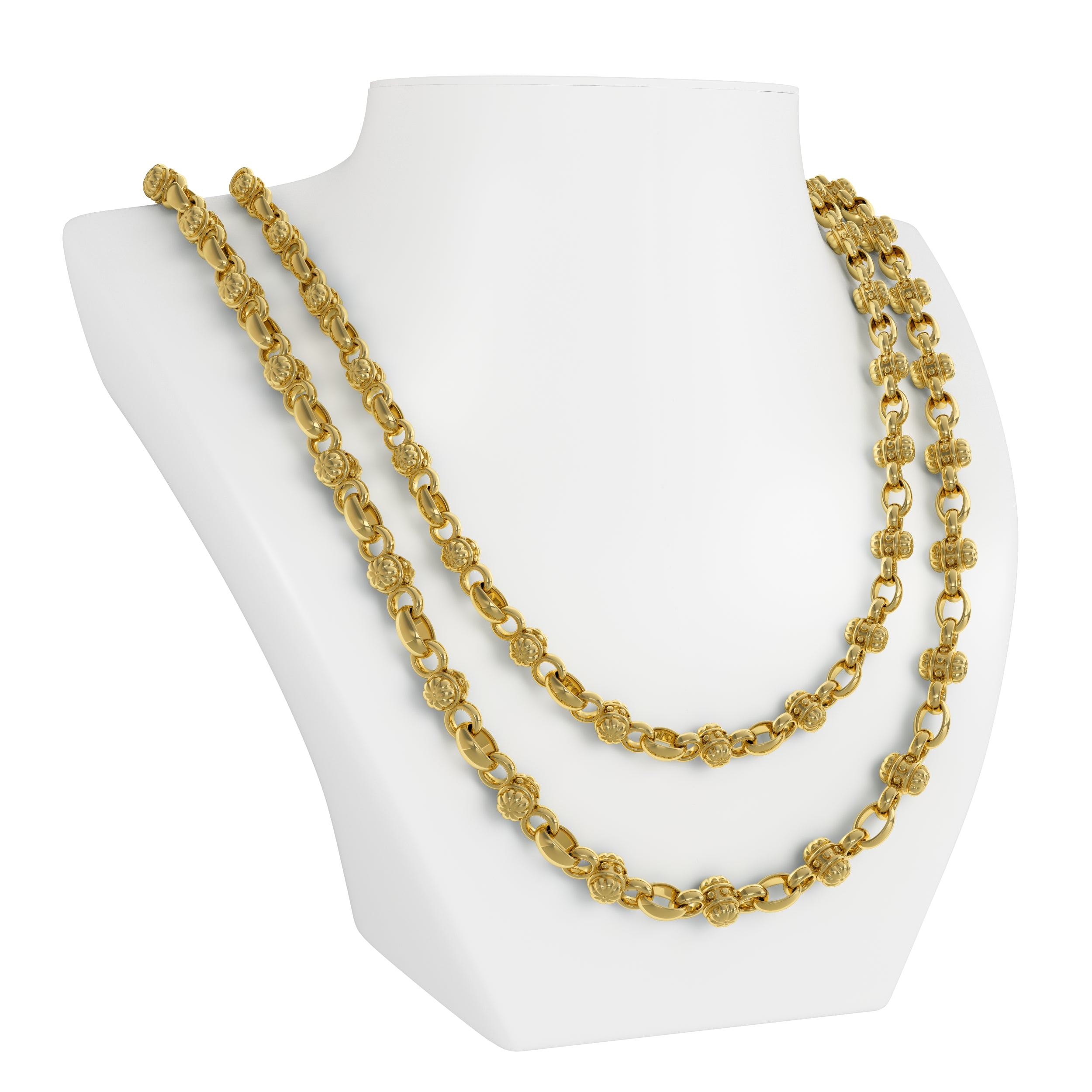Gold Nautical Flower Link Chain Bust 