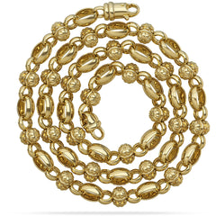 Gold Nautical Flower Link Chain in Spiral 