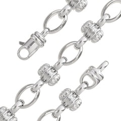 White Gold Nautical Flower Link Clasp 6mm 