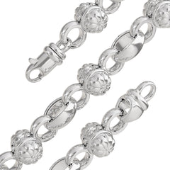 White Gold Nautical Flower Link Chain Clasp 8mm 