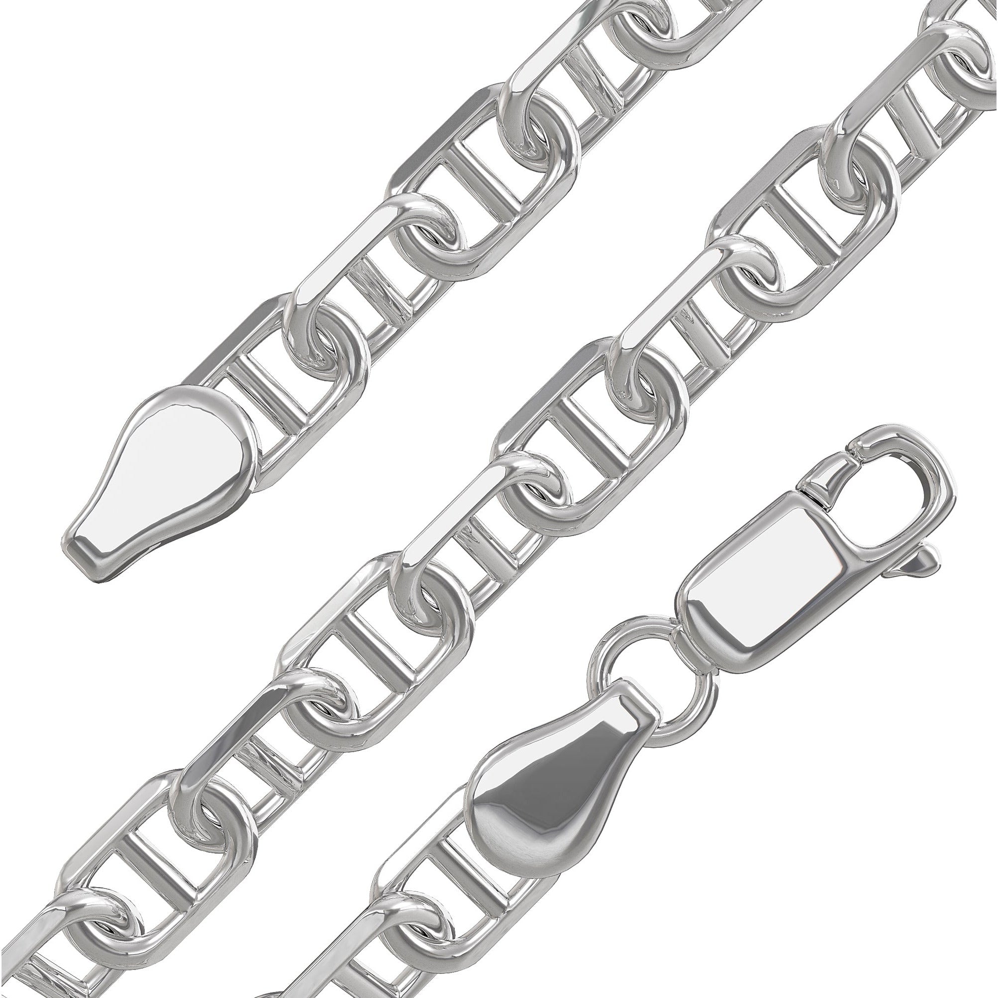 Sterling Silver Mariner Link Chain - Silver Chains | Lirys Jewelry 6mm / 30