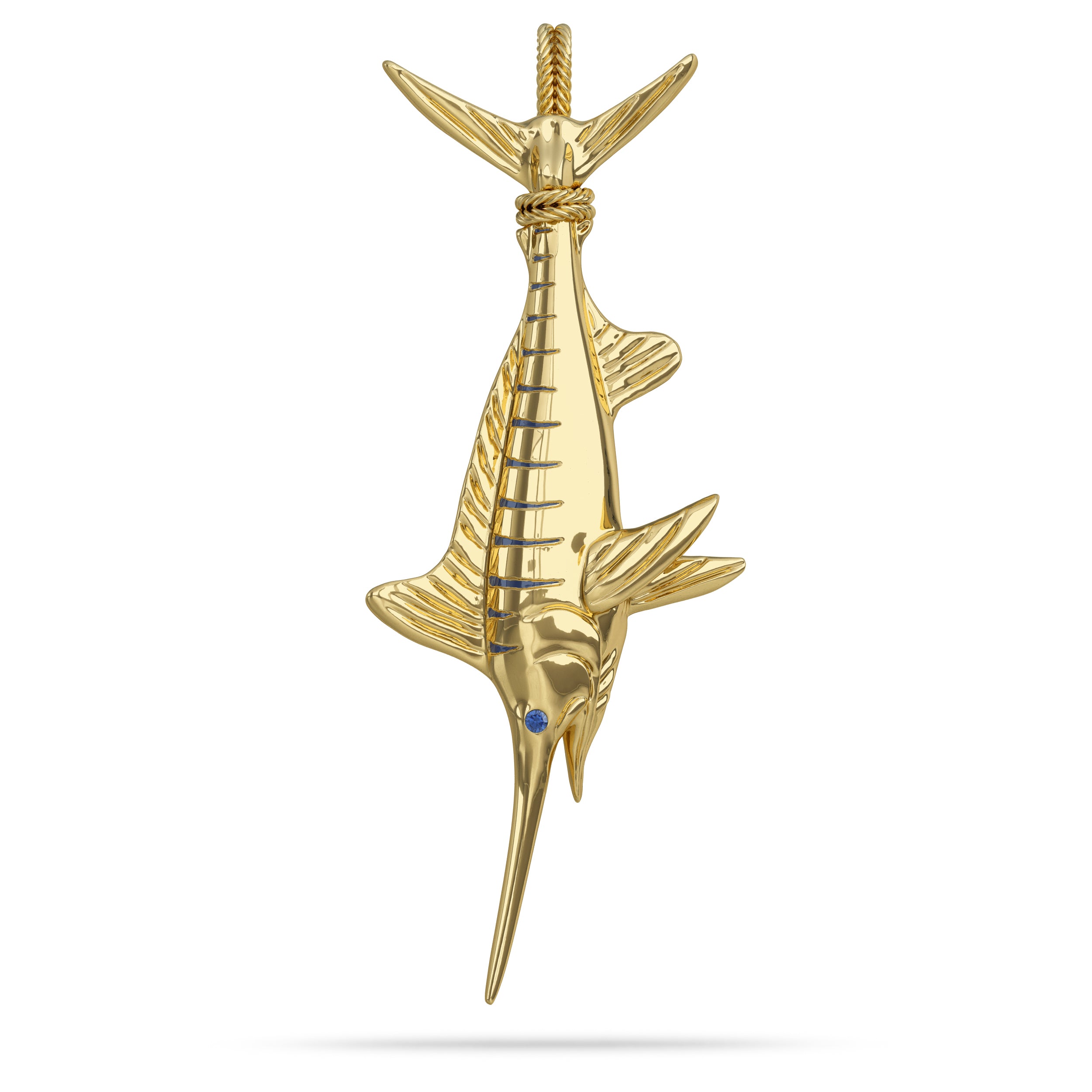 White Marlin (tail hung) Pendant - Gold 10k
