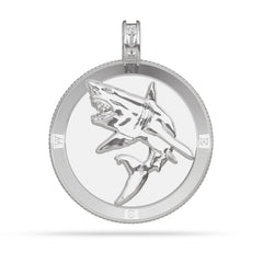 Great White Shark Compass Medallion Pendant