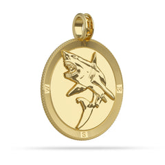 Great White Shark Compass Medallion Pendant