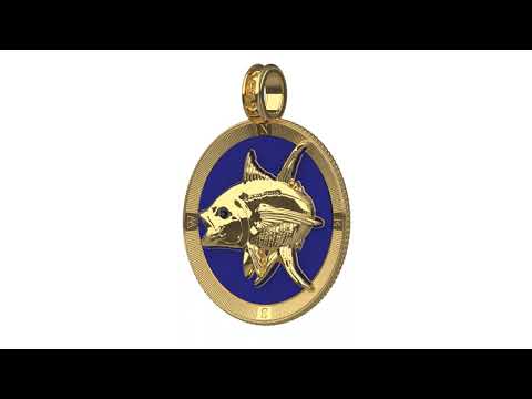 Yellowfin Tuna Compass Medallion Pendant