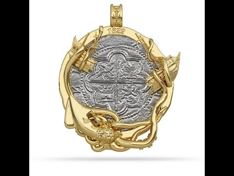 Gold Kraken Atocha Coin Bezel Pendant  Video
