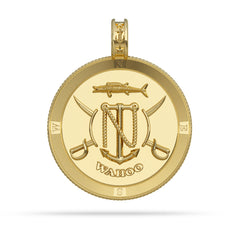 Wahoo Compass Medallion Pendant Large in 14k Gold by Nautical Treasure Reverse 