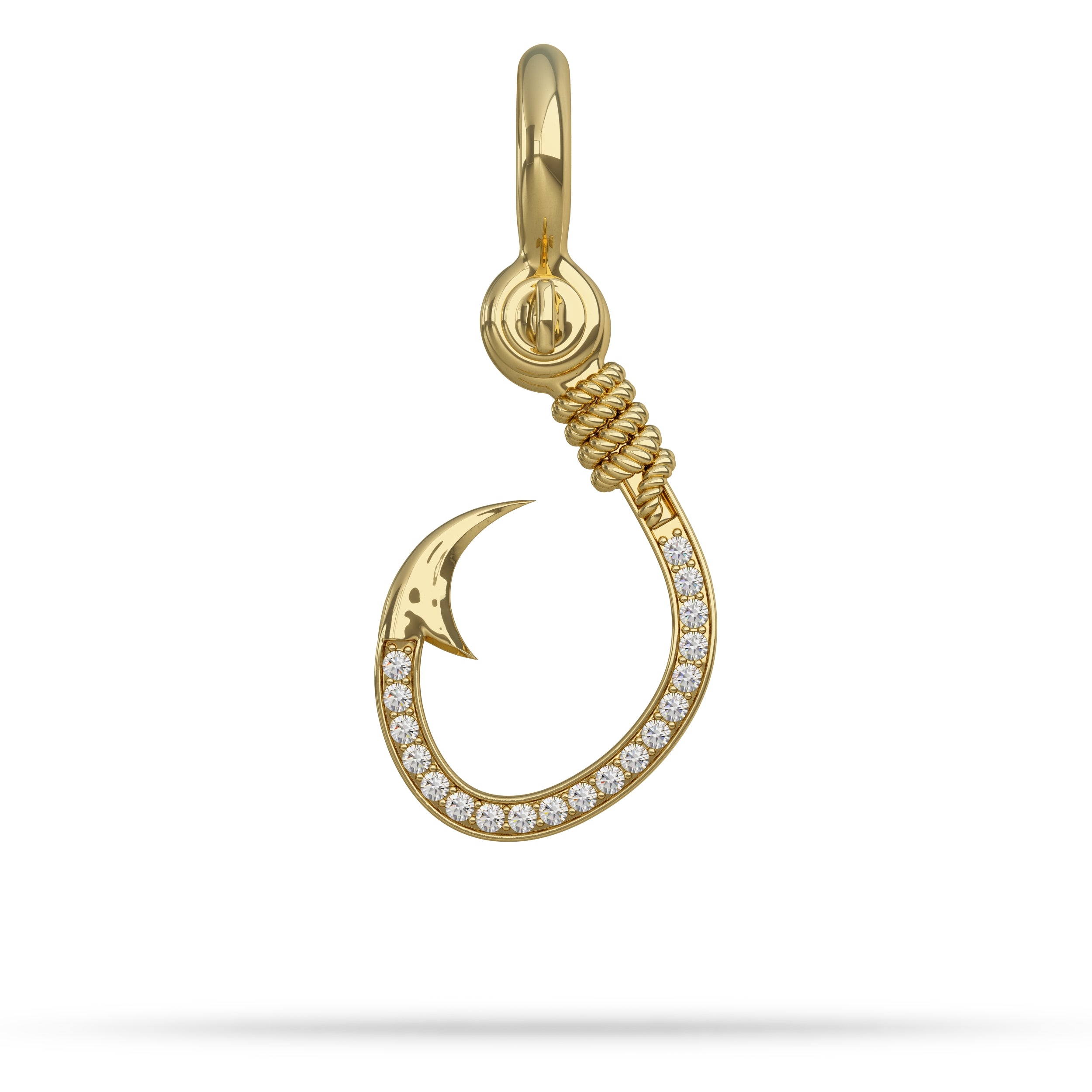 Stoned Fishing Hook Pendant I Nautical Treasure Jewelry 18K / 38mm (Medium 2mm stones) / Diamond by Nautical Treasure Jewelry Stoned Fishing Hook Pendant I Nautical Treasure Jewelry 18K / 38mm (Medium 2mm stones) / Diamond by Nautical Treasure Jewelry
