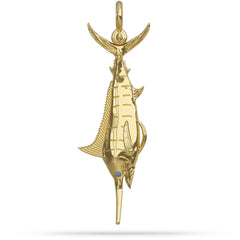 Atlantic Blue Marlin Pendant Tail Hung/Roped