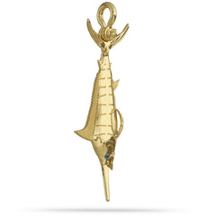 Atlantic Blue Marlin Pendant Tail Hung/Roped