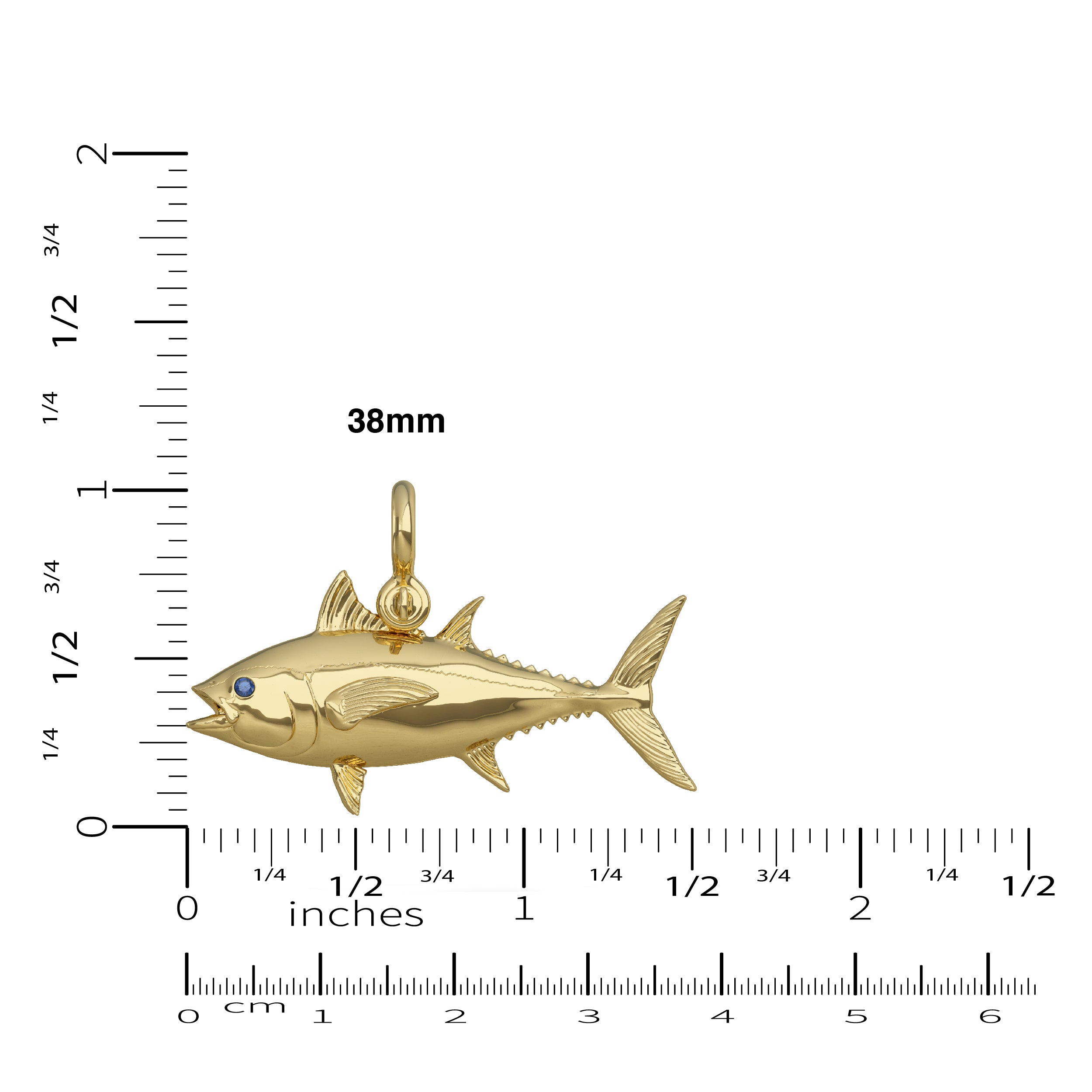 Yellow Gold  Blackfin Tuna Pendant 38mm 