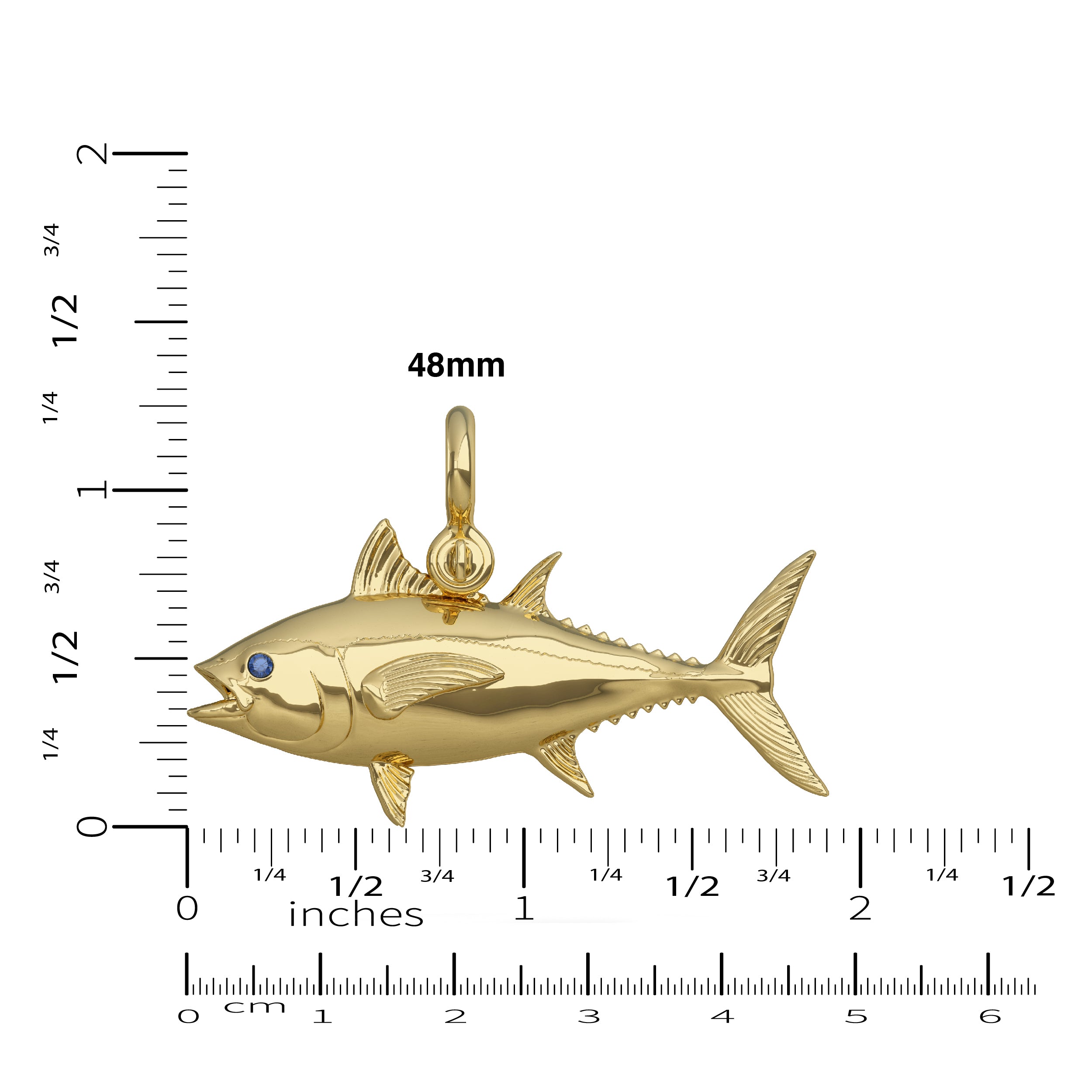 Yellow Gold  Blackfin Tuna Pendant 48mm