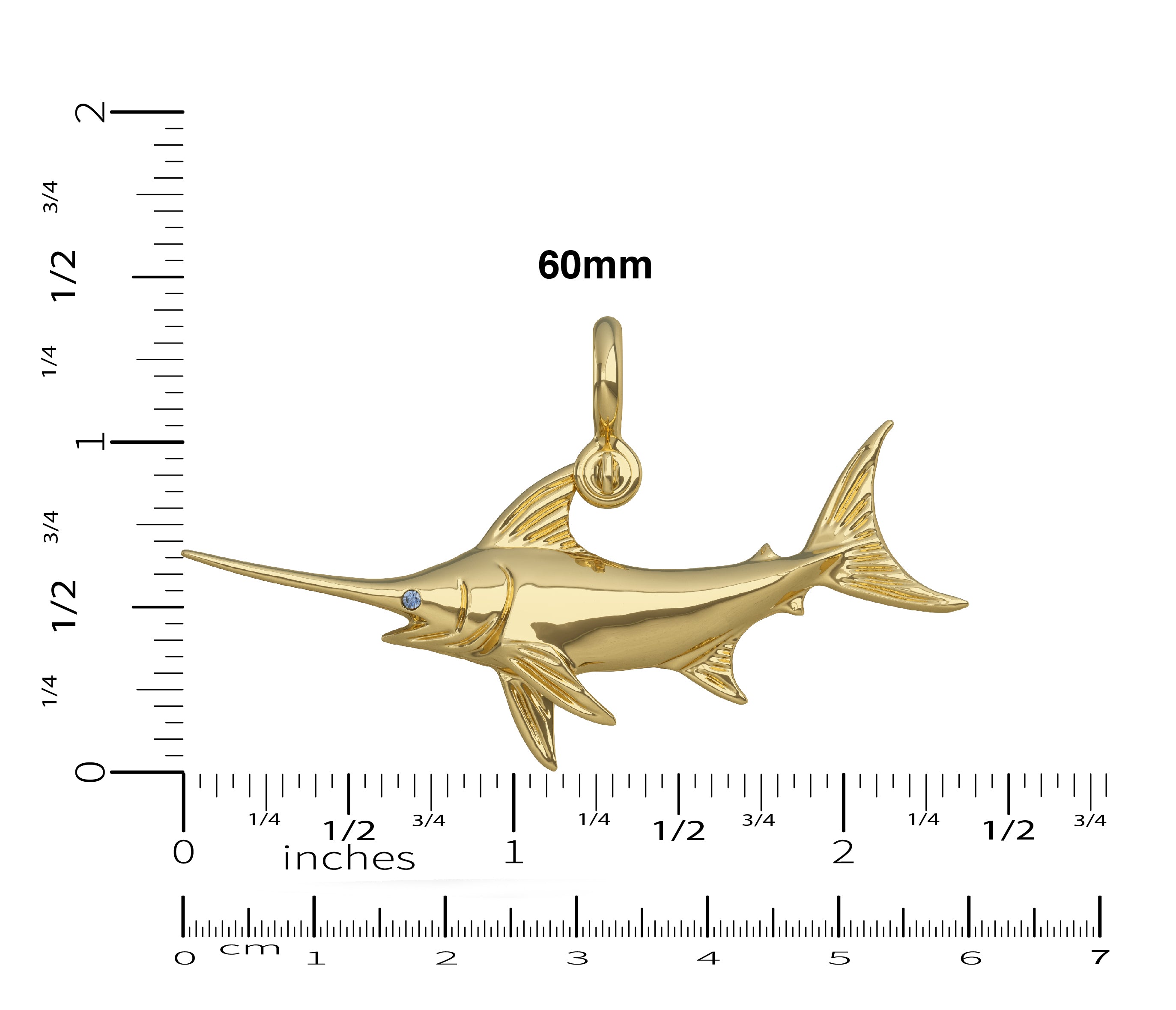 gold broadbill swordfish pendant 14k