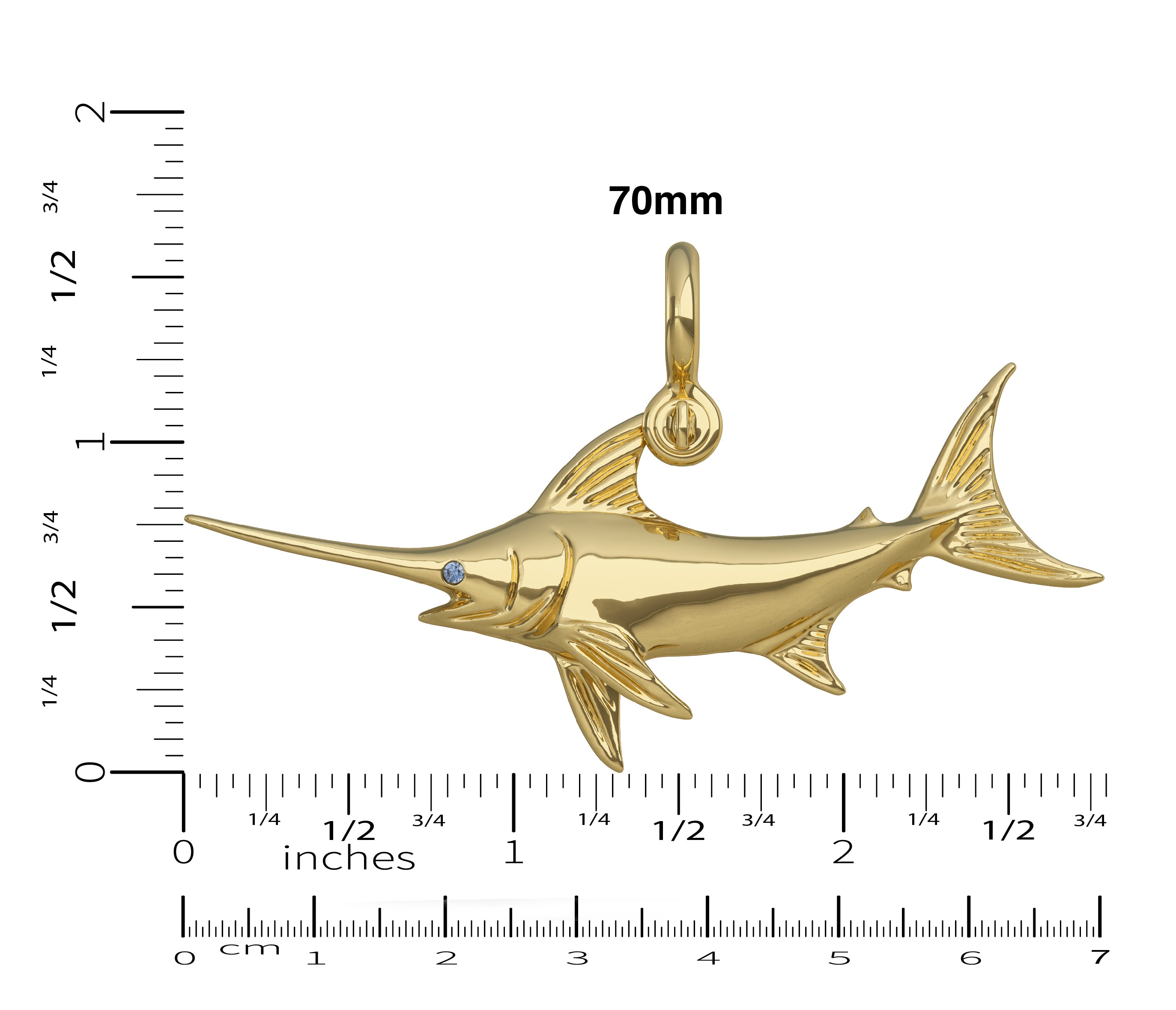 gold broadbill swordfish pendant 14k