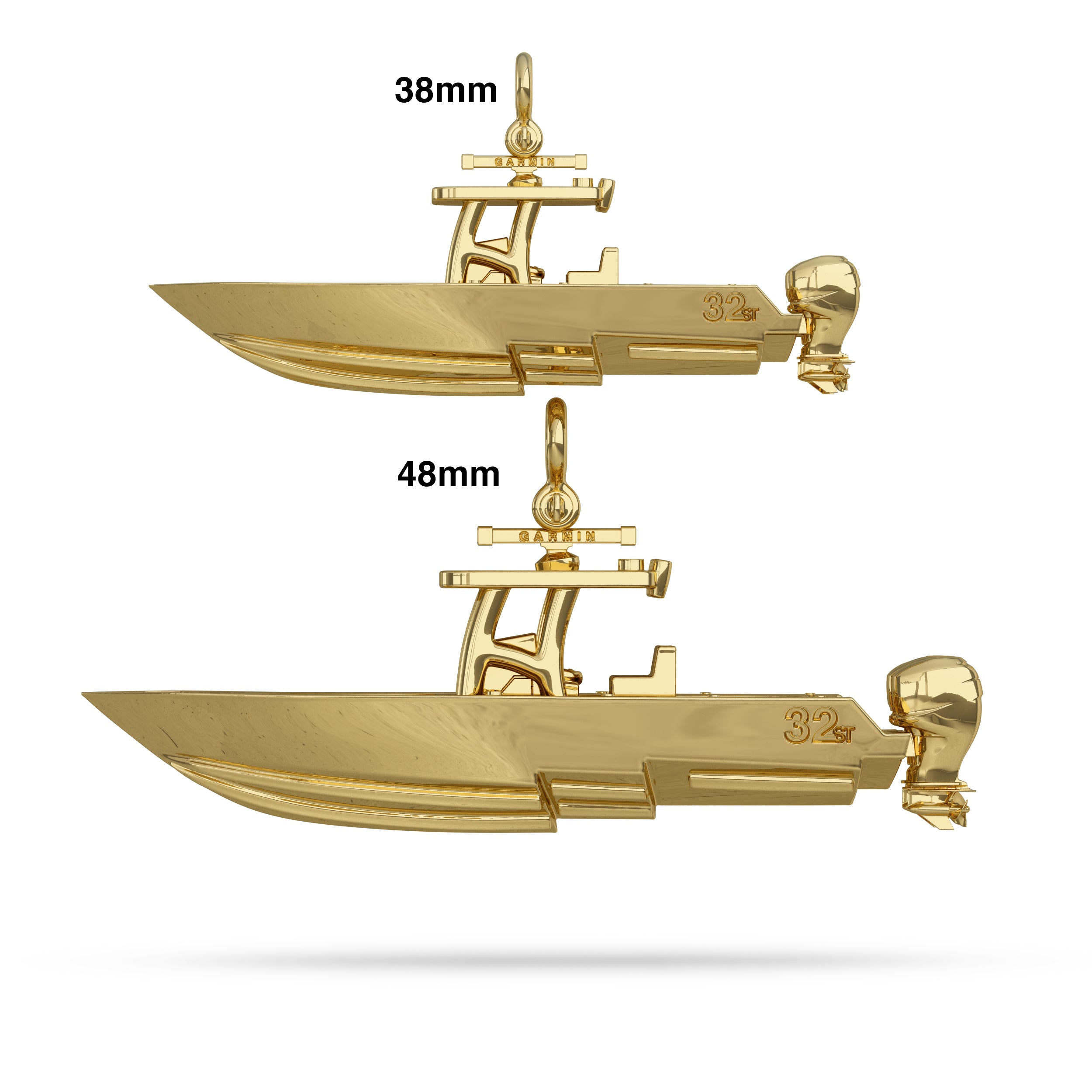 center console fishing boat accessories Center Console Fishing Boat Pendant l Nautical Treasure Jewelry Gold 18k / 38mm (Medium) / Vertical by Nautical Treasure Jewelry