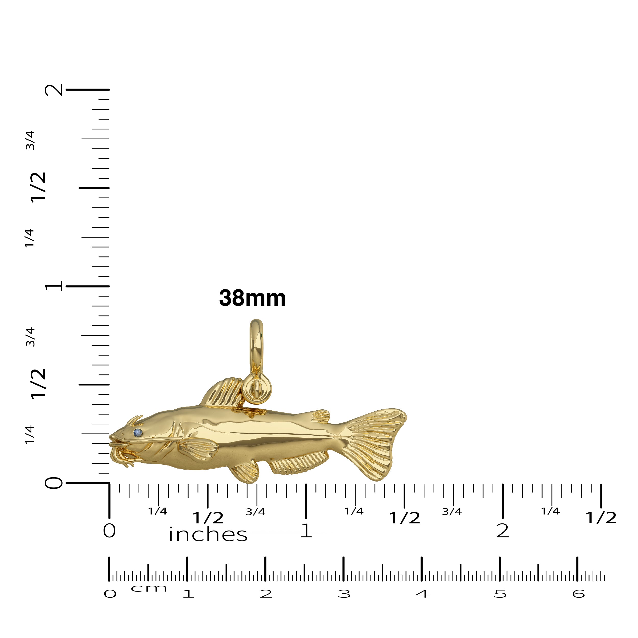 Channel Catfish Pendant - 48mm (Medium) / Gold 10k