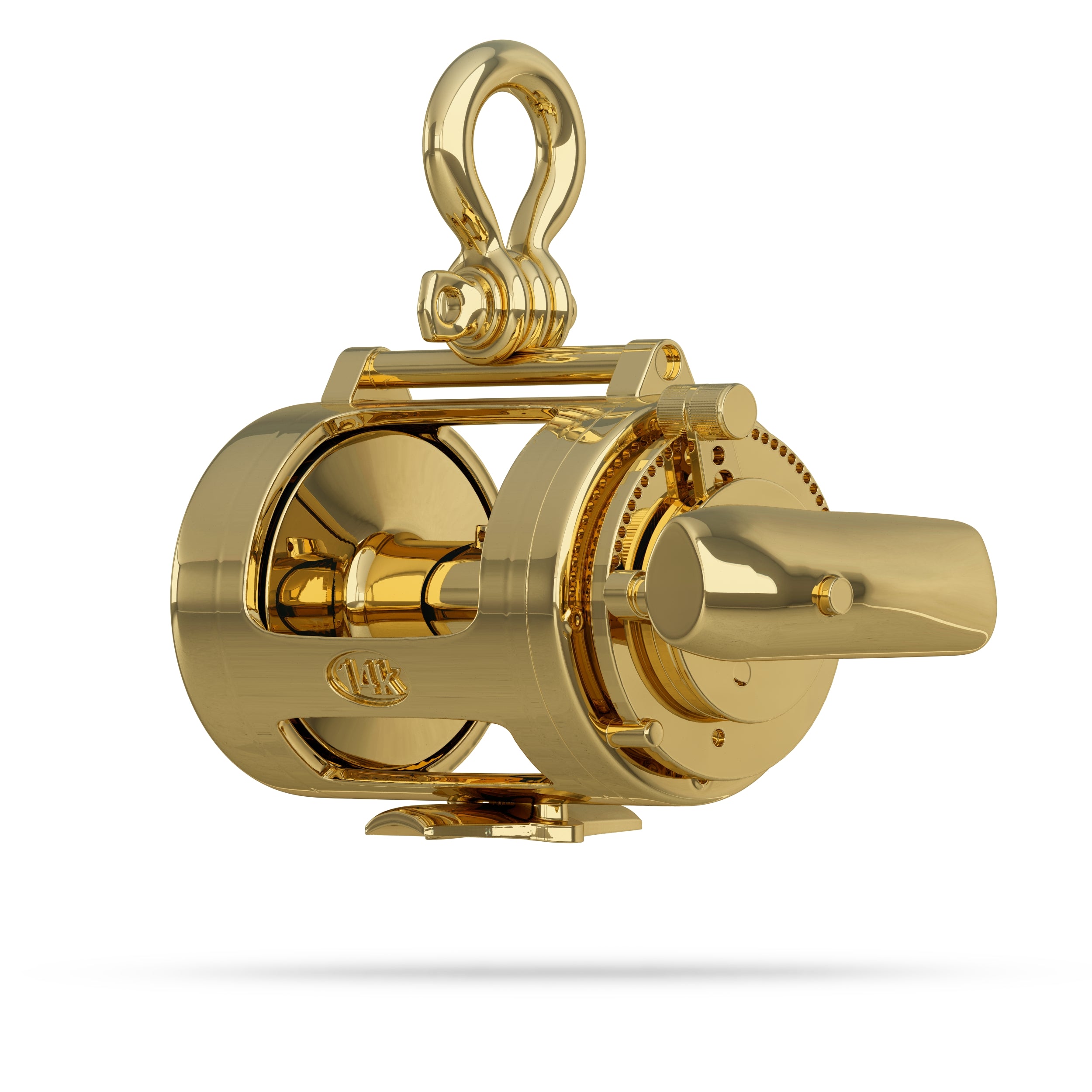 gold shimano reel Fishing Reel Pendant I Nautical Treasure Jewelry 10K Gold / Small (12.5mm) by Nautical Treasure Jewelry