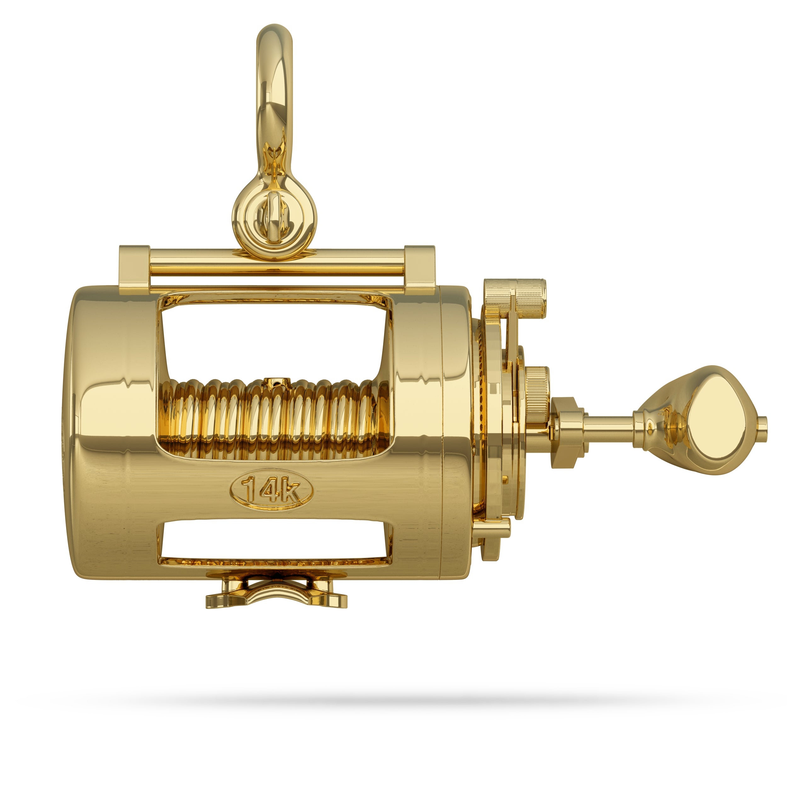 Fishing Reel Pendant I Nautical Treasure Jewelry 10K Gold / Small (12.5mm)