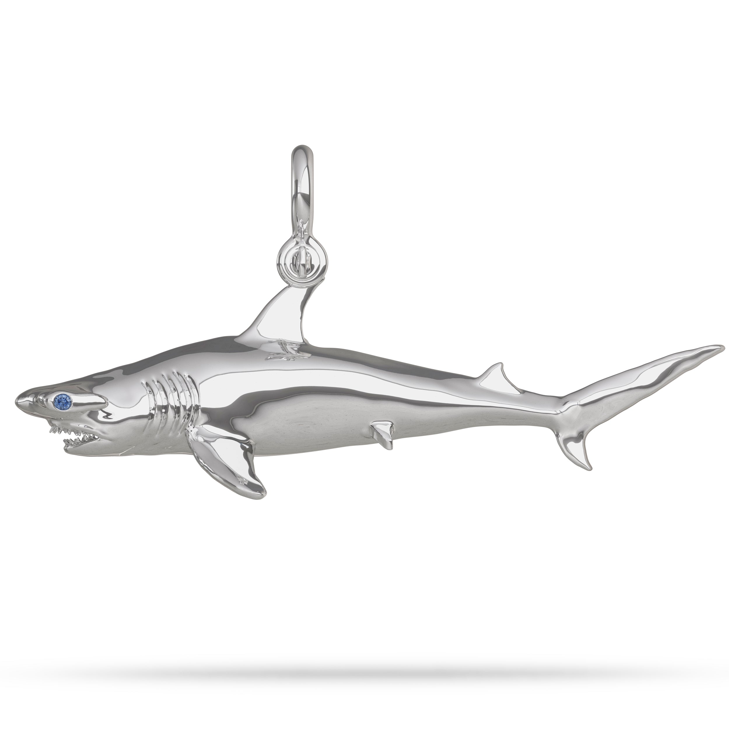 silver great hammerhead shark pendant by nautical treasures