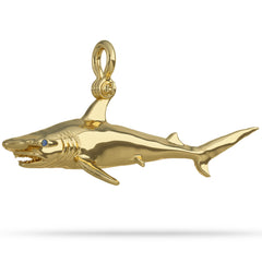 10k gold great hammerhead shark pendant by nautical treasures
