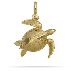 Gold Green Sea Turtle Pendant 