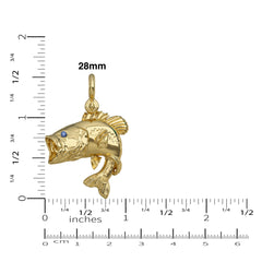 Gold Largemouth Bass Pendant  Small 28mm by Nautical Treasure Jewelry 