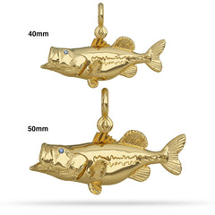 Gold Bass Pendant Sizes by Nautical Treasure Jewelry 