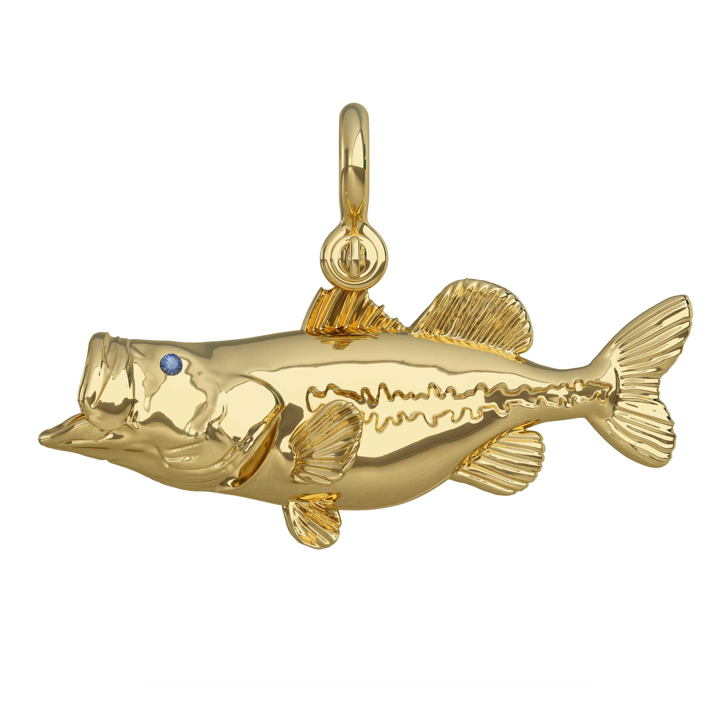 Gold Bass Pendant by Nautical Treasure Jewelry 