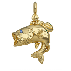 Gold Largemouth Bass Pendant by Nautical Treasure Jewelry 