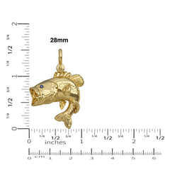 Gold Largemouth Bass Pendant  Small 28mm by Nautical Treasure Jewelry 