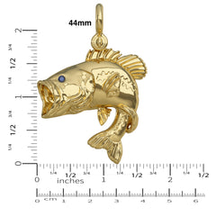 Gold Largemouth Bass Pendant  Large 44mm by Nautical Treasure Jewelry 