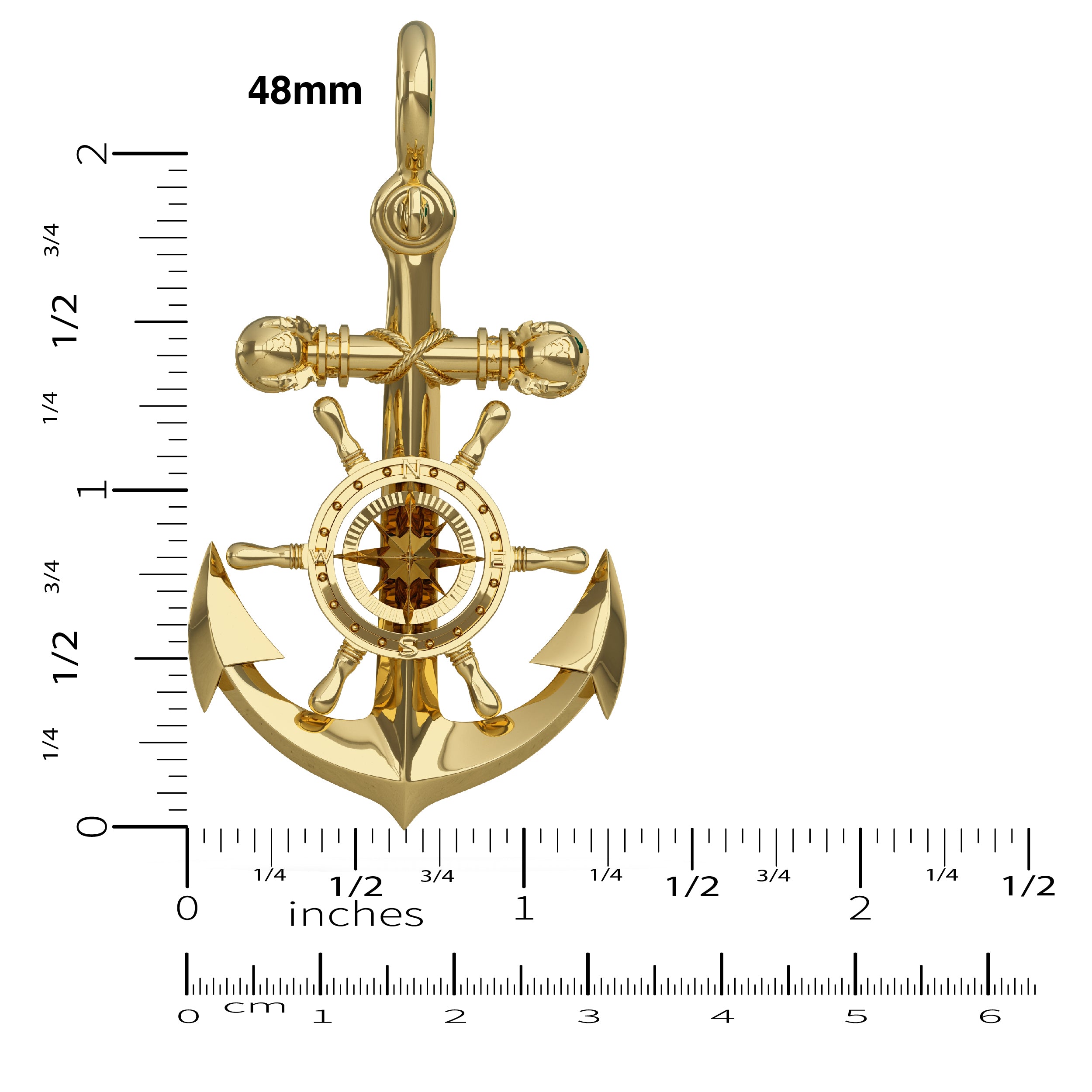 Mariner Cross Anchor Pendant l Nautical Treasure Jewelry Gold 18k / 48mm (Large) by Nautical Treasure Jewelry Mariner Cross Anchor Pendant l Nautical Treasure Jewelry Gold 18k / 48mm (Large) by Nautical Treasure Jewelry