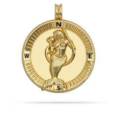 Hooked Mermaid Compass Medallion Pendant