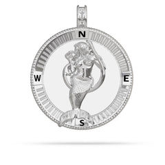 Hooked Mermaid Compass Medallion Pendant