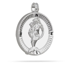 Hooked Mermaid Compass Medallion Pendant
