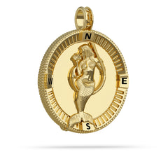 Hooked Mermaid Compass Medallion Pendant